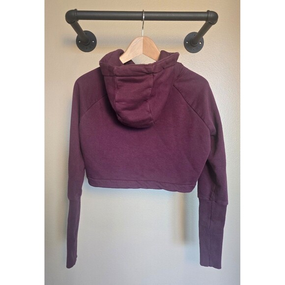 Gymshark Slounge Drawcord Long Sleeve Cropped Hoodie size Small Dark Ruby - Picture 5 of 8